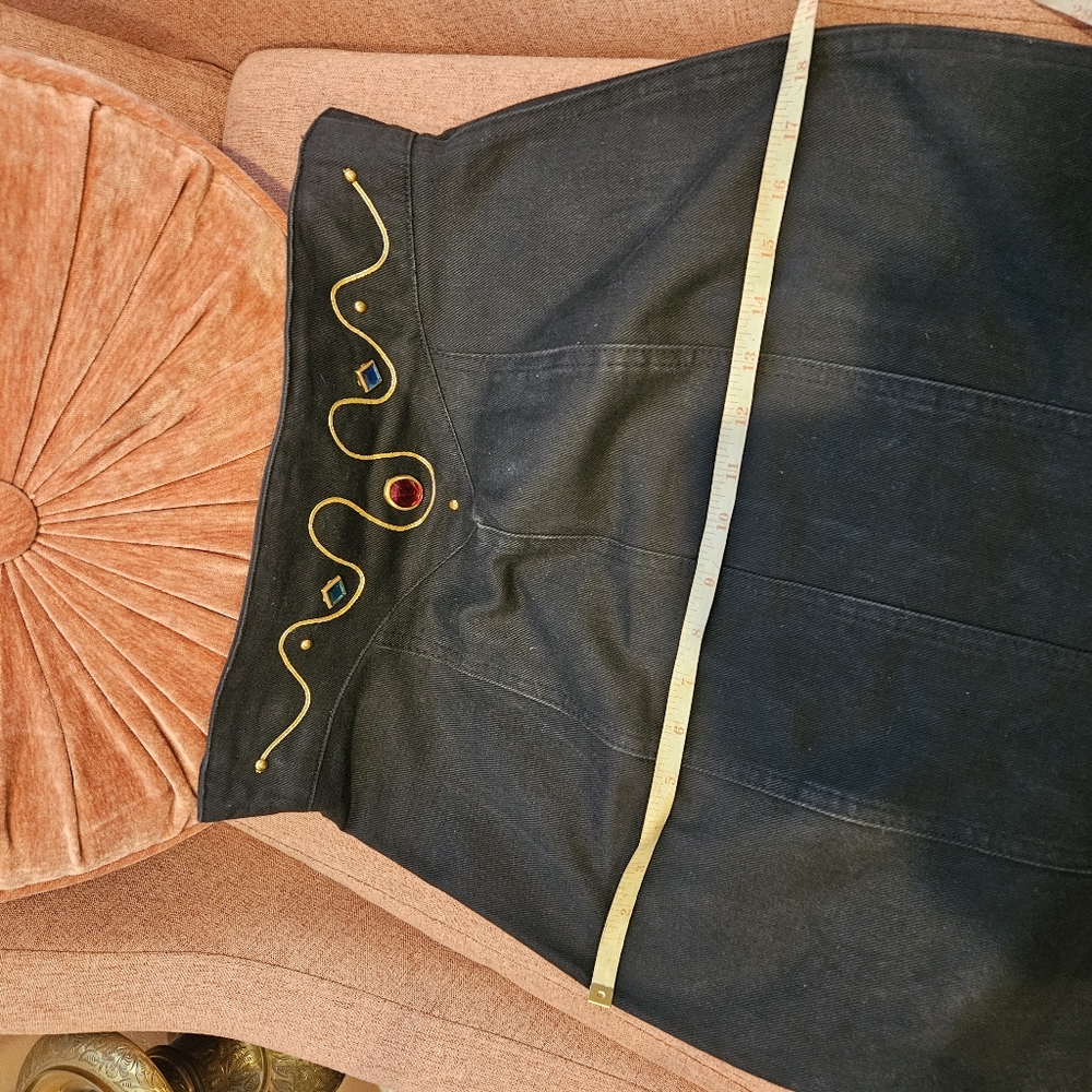 Vintage 80s Black Denim Pencil Skirt by SWITCH - Picture 6 of 14